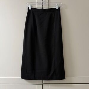 HM Black Midi Pencil Skirt Size 2 High Waisted Back Vent Career Wear 09453212